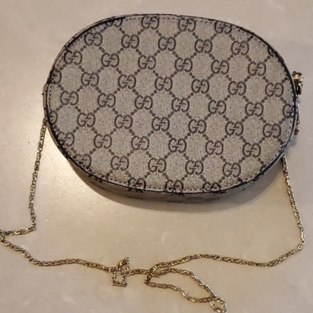 Beige and Burgundy Crossbody Bag - Picture 2 of 4